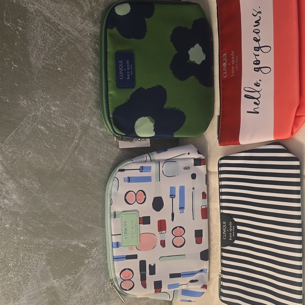 4 Clinique X Kate Spade Vibrant Cosmetic Bag Collection New - Picture 6 of 6